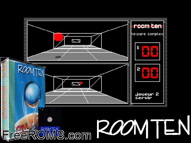 Room Ten (UK,F,G) (1986) [f2] Amstrad CPC game showing 3D box cover and gameplay screenshot